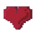 Retor videogame heart pixelated cartoon isolated blue lines