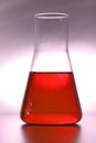 Retort for chemical experiments with red liquid Royalty Free Stock Photo