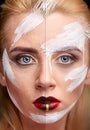Retouching process before and after photo retouch