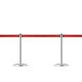 Retractable belt stanchion seamless illustration. Portable ribbon barrier.