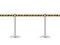 Retractable belt stanchion seamless illustration. Portable ribbon barrier.