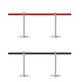 Retractable belt stanchion seamless illustration set. Portable ribbon barriers.