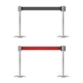 Retractable belt stanchion set, realistic vector illustration