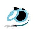 Retractable leash for dog, cat or other pet. Retractable snell. Cartoon, flat, vector