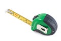 Retractable measuring tape in a white background