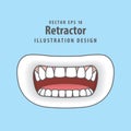 Retractor a tool of dentistry illustration vector on blue background. Dental concept.