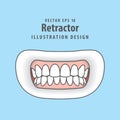 Retractor a tool of dentistry illustration vector on blue background. Dental concept.