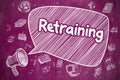Retraining - Cartoon Illustration on Purple Chalkboard. Royalty Free Stock Photo