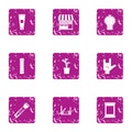 Retribution icons set, grunge style Royalty Free Stock Photo