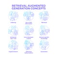 Retrieval augmented generation blue gradient concept icons