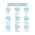 Retrieval augmented generation soft blue concept icons