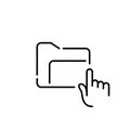 Retrieving or accessing document. File management system. Finger clicking on digital folder. Editable vector icon