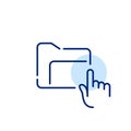 Retrieving or accessing document. File management system. Finger clicking on digital folder. Pixel perfect vector icon