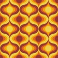 Retro 70s ogee ovals seamless pattern yellow orange brown