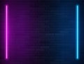 Retro Abstract Blue And Purple Neon Lights On Black Brick Wall