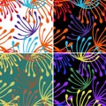 Retro abstract with dandelion seamless for fabric design. Floral wallpaper. Decorative floral pattern. Vintage hand drawn