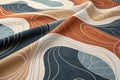 Retro abstract fabric pattern with organic fluid waves in earth-tone colors. Royalty Free Stock Photo