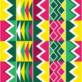 African tribal Kente cloth style vector seamless textile or fabric print pattern, traditional vertcial geometric nwentoma design Royalty Free Stock Photo