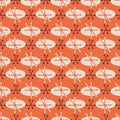 Retro abstract oval and star burst vector seamless pattern background. Mid century backdrop in brown and orange