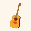 Retro Acoustic guitar isolated on white background. Vector illustration Royalty Free Stock Photo