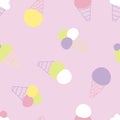 Retro aesthetic seamless pattern with ice creams in 1960s style. Sweet food summer print for T-shirt, textile and fabric. Hand Royalty Free Stock Photo