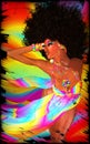 Retro Afro Woman on Colorful Background Royalty Free Stock Photo