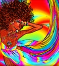 Retro Afro woman in a modern digital art style.