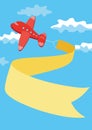 Retro airplane with a banner. Vector illustration. Royalty Free Stock Photo