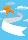 Retro airplane with a banner. Vector illustration. Royalty Free Stock Photo