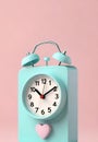 Retro alarm clock on a background. 3D rendering.Time concept.