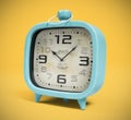 Retro alarm clock isolated on yellow background 3D rendering Royalty Free Stock Photo