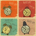 Retro Alarm Clock with text: Wake up! Royalty Free Stock Photo