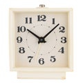 Retro alarm clock white plastic yellowed isolated on white Royalty Free Stock Photo