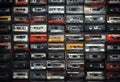 Retro Aligned Arranged Nostalgically Neatly Vintage Cassette Audio Collection Top Tapes View Featuring music analog topview 80s