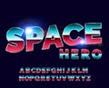 Retro alphabet font. Sci-fi future style.