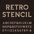 Retro alphabet vector stencil font.