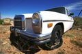 Retro american car in desert Royalty Free Stock Photo