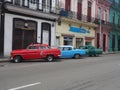 Retro American cars on a street in Havana