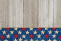 Retro American patriotic background with grunge USA stars banner on weathered wood Royalty Free Stock Photo