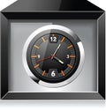 Retro analog clock in black box