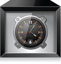 Retro analog clock in black box, detailed vector