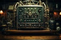 retro analog devices for industry and scientific research and measurements, in the interior of a factory laboratory, the