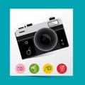 Retro Analog Photo Camera with Photography Icons.