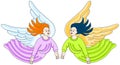 Retro Angels Flying Isolated Royalty Free Stock Photo