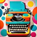 Retro antique student typewriter pop art colors