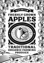 Retro apples poster black and white Royalty Free Stock Photo