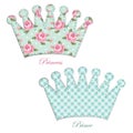 Retro applique of fabric crown in shabby chic style