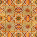 Retro arabesque pattern with colorful forms and grunge textured background.
