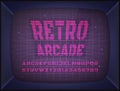 Retro arcade game machine. Screen background and font. Royalty Free Stock Photo