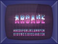 Retro arcade game machine. Screen background and font.